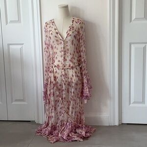 HEMANT & NANDITA Pink and Cream Floral Dress